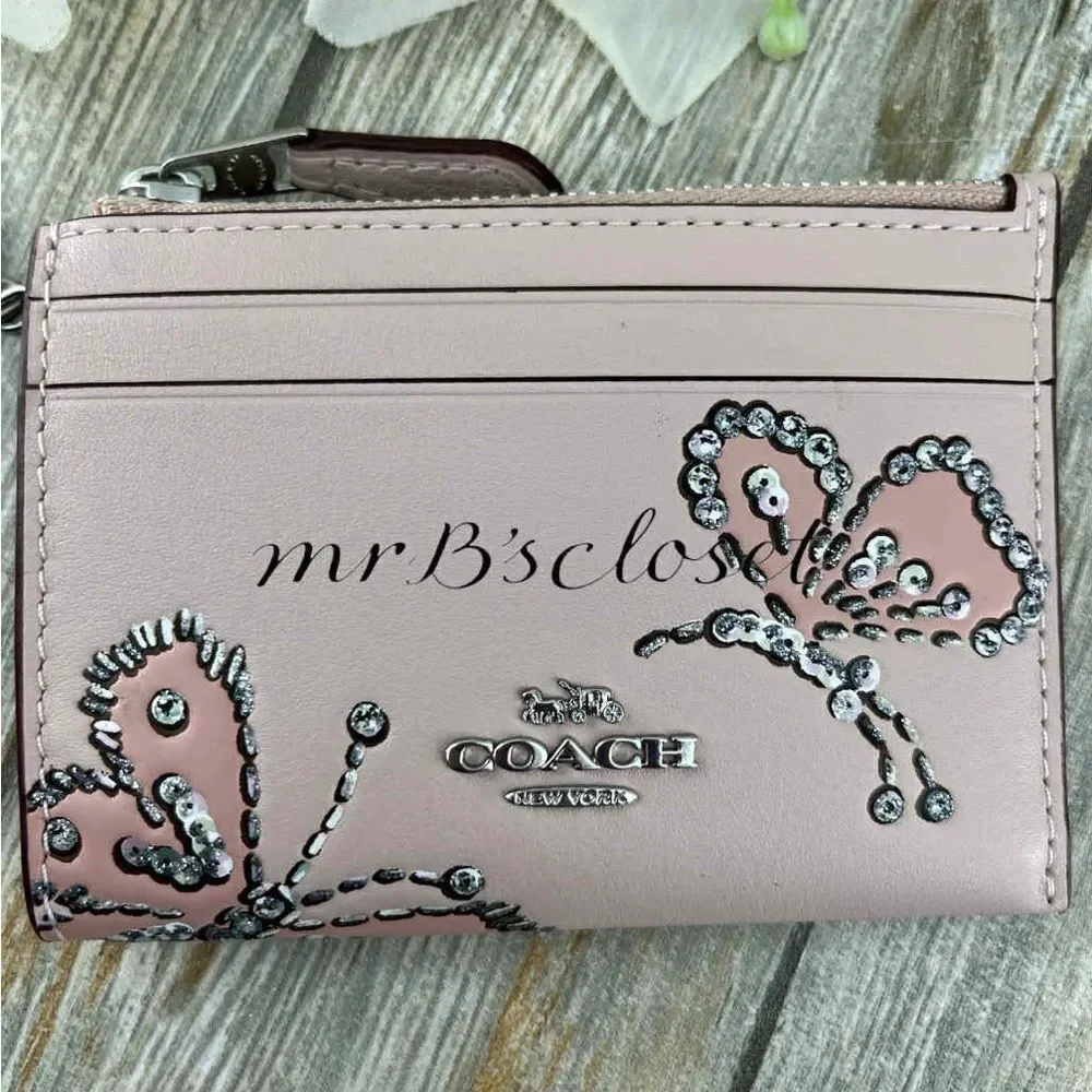 Authentic Coach Mini Skinny Id Case With Butterfly Print Wallet Bag Purse
